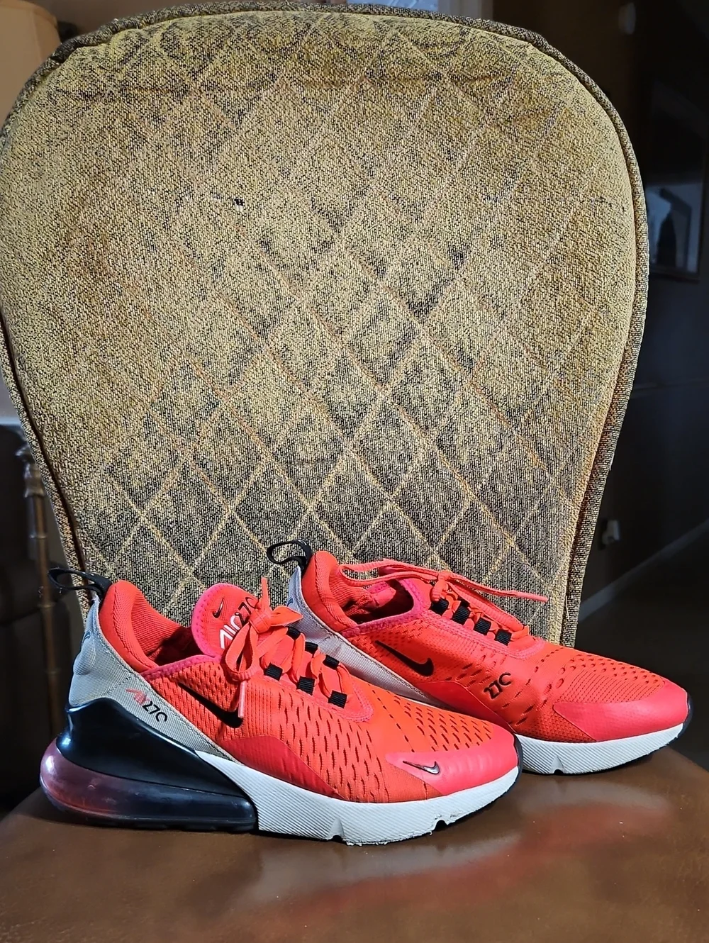 Nike Air Max 270 Red Orbit Lace Up Sneakers Running Shoes Red Black White